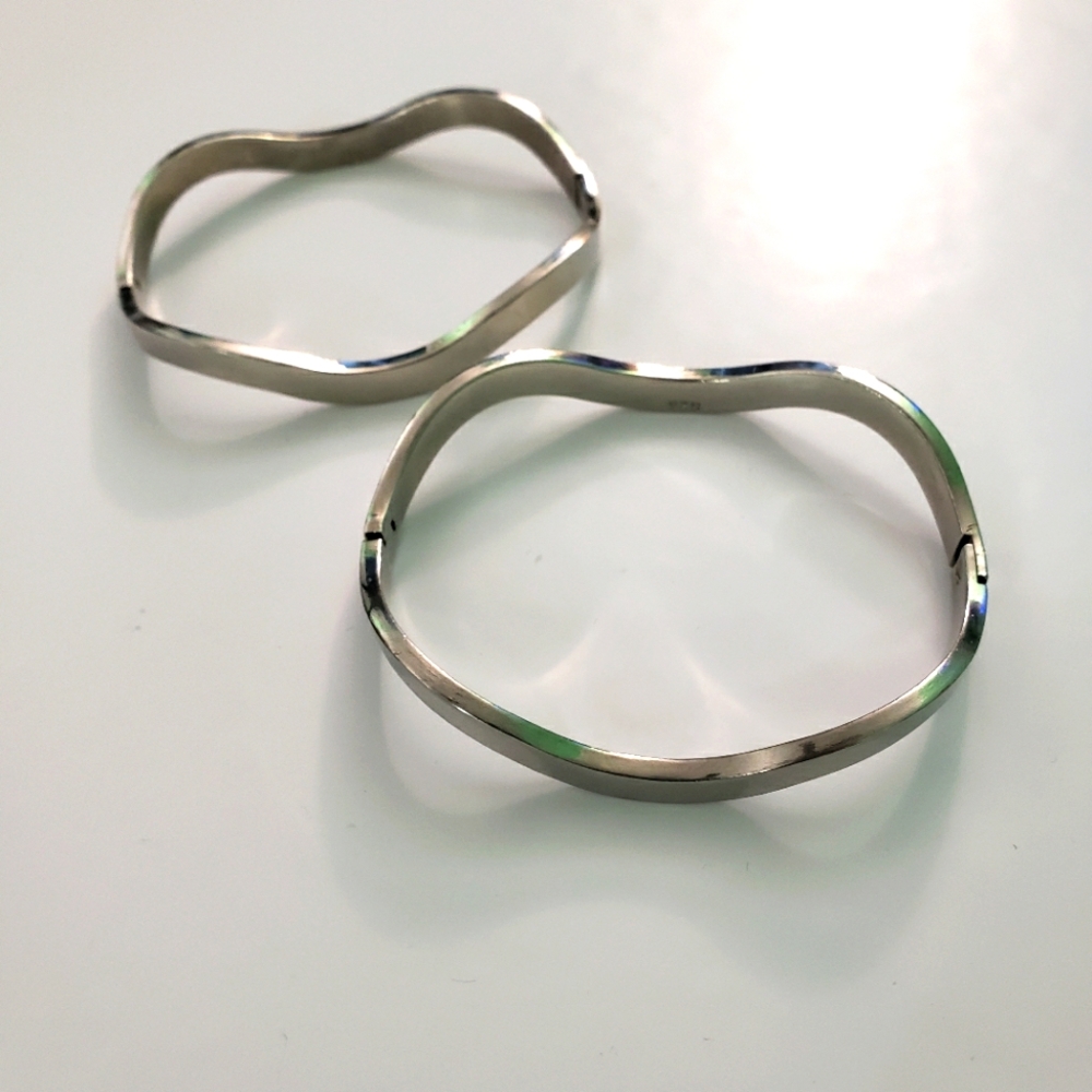 Vintage 925 Hinged Wave Bracelets